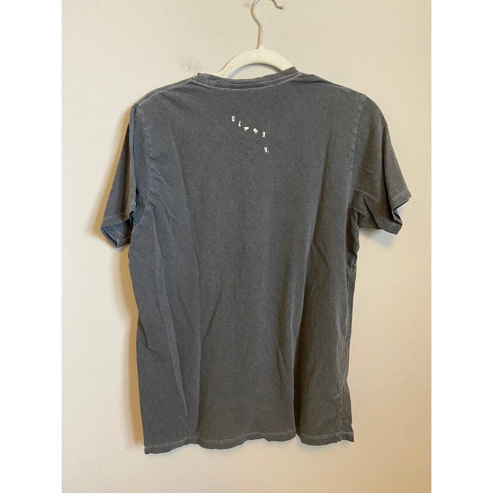 Clare V Le Rock n Roll Graphic Tee Gray Cotton Linen Small - Picture 6 of 7